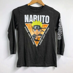 Naruto Boys Hidden Leafe Village Graphic Crew Neck Long Sleeve Shirt SIze‎ L